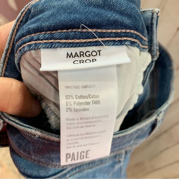 Paige Margot Crop Baazar Destructed Skinny Jeans Distressed - Picture 4 of 6